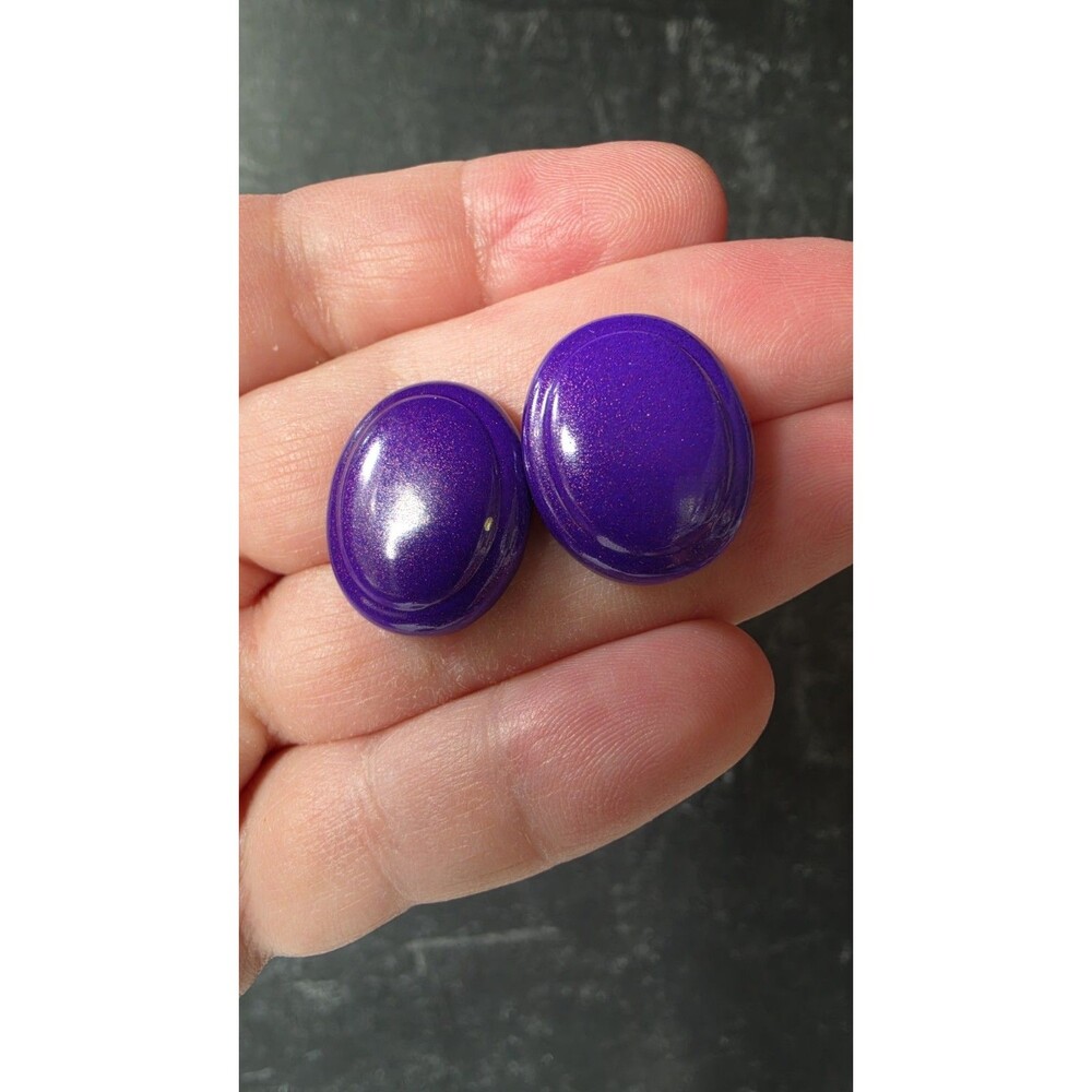 Purple Oval Stud Earrings Vintage Costume Jewelry READ Description